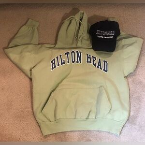 Hilton Head Green Hoodie and Black Baseball Cap Set